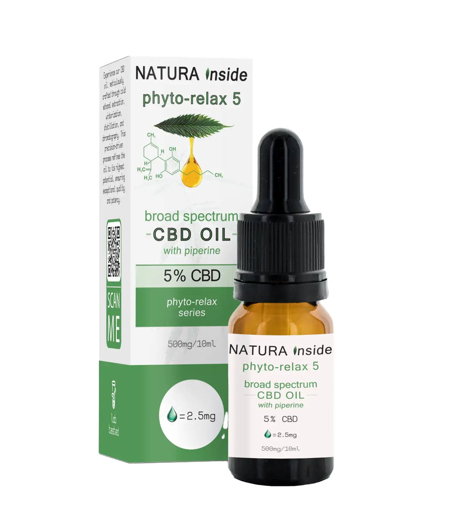 Phyto-Relax 5% CBD Oil | 500mg Broad Spectrum + Piperine