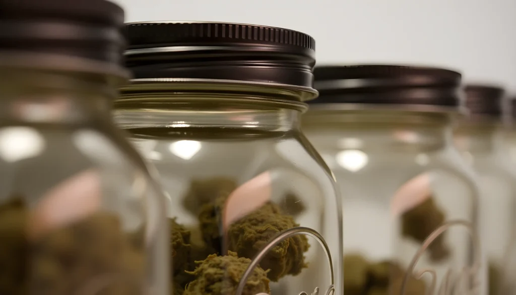 Glass mason jars with rubber seals