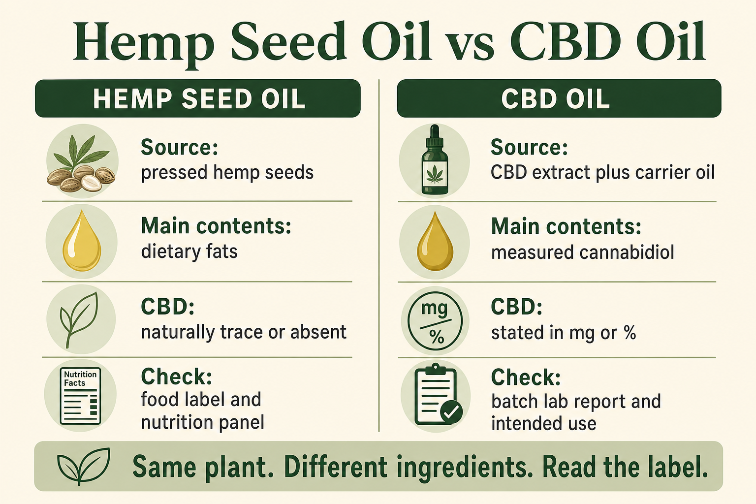 Hemp Seed Oil vs CBD Oil infographic