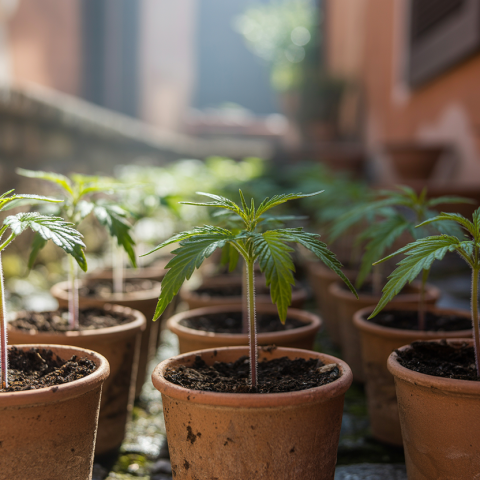 Spring Cannabis Growing 2026 - cannabis seedlings sprouting in Mediterranean garden